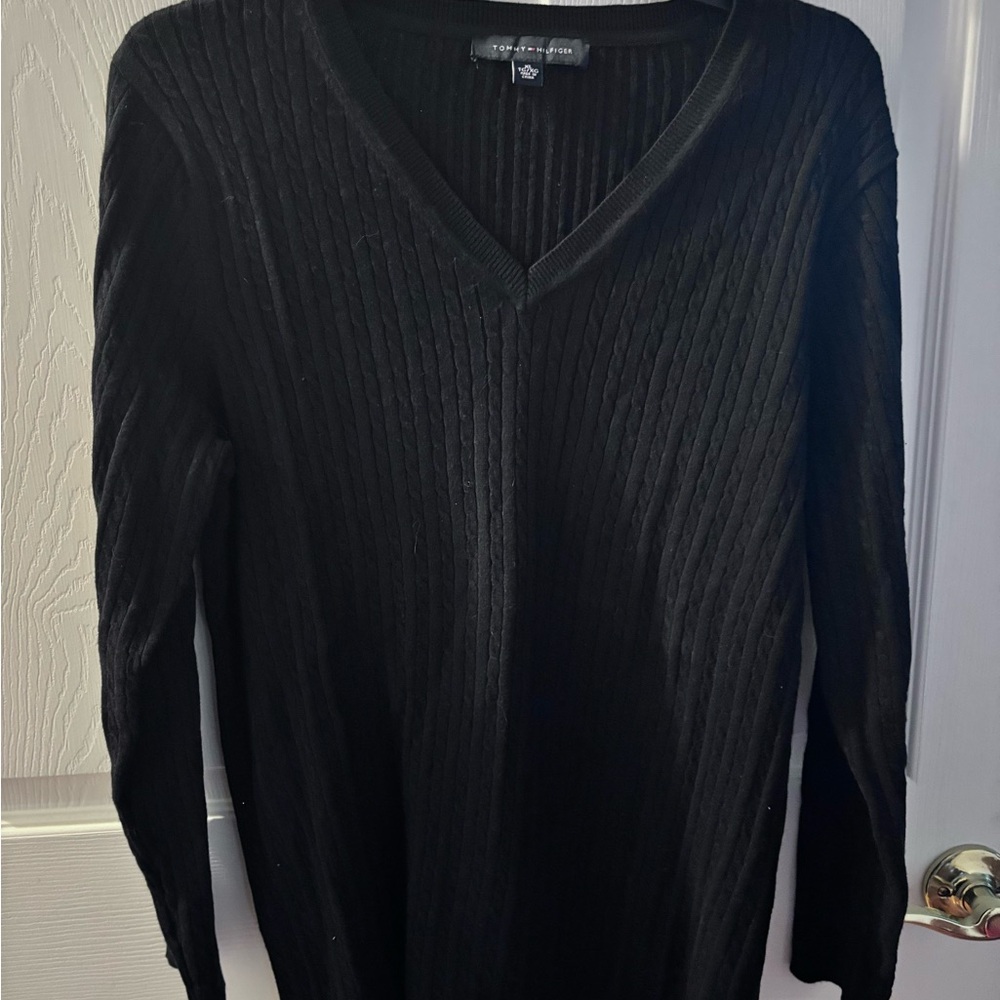 Tommy Hilfiger Black V-Neck Sweater